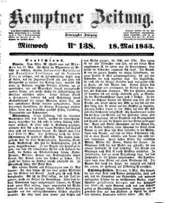 Kemptner Zeitung Mittwoch 18. Mai 1853