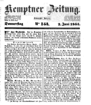 Kemptner Zeitung Donnerstag 2. Juni 1853