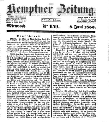 Kemptner Zeitung Mittwoch 8. Juni 1853