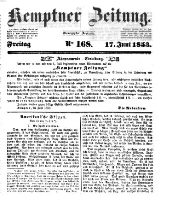 Kemptner Zeitung Freitag 17. Juni 1853