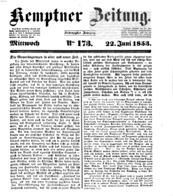 Kemptner Zeitung Mittwoch 22. Juni 1853