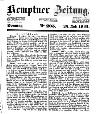 Kemptner Zeitung Sonntag 24. Juli 1853