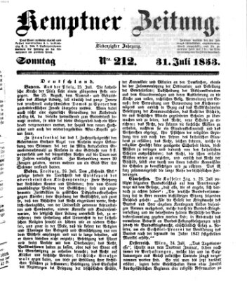 Kemptner Zeitung Sonntag 31. Juli 1853