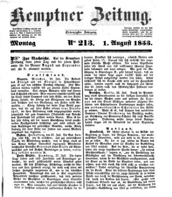 Kemptner Zeitung Montag 1. August 1853