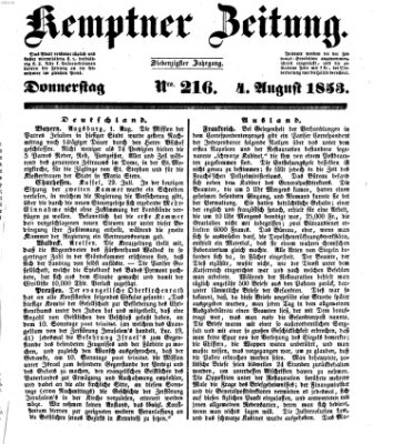 Kemptner Zeitung Donnerstag 4. August 1853