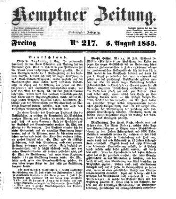 Kemptner Zeitung Freitag 5. August 1853