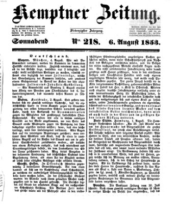 Kemptner Zeitung Samstag 6. August 1853