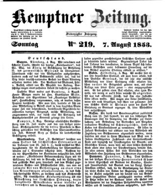 Kemptner Zeitung Sonntag 7. August 1853