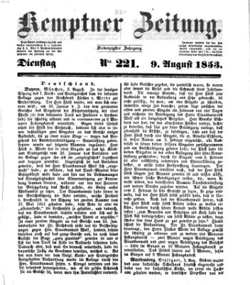 Kemptner Zeitung Dienstag 9. August 1853