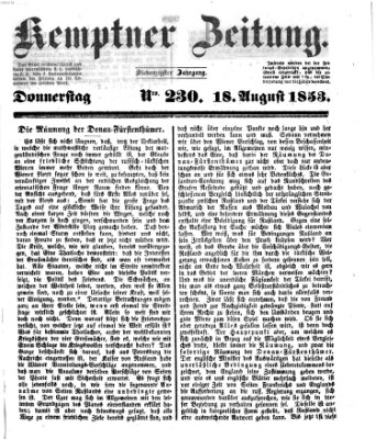 Kemptner Zeitung Donnerstag 18. August 1853