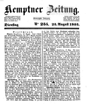 Kemptner Zeitung Dienstag 23. August 1853