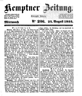 Kemptner Zeitung Mittwoch 24. August 1853