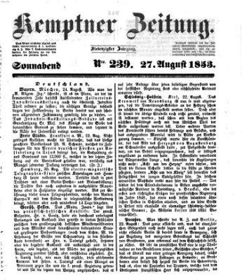 Kemptner Zeitung Samstag 27. August 1853