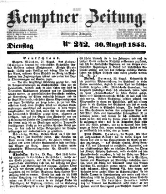 Kemptner Zeitung Dienstag 30. August 1853