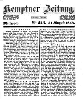 Kemptner Zeitung Mittwoch 31. August 1853