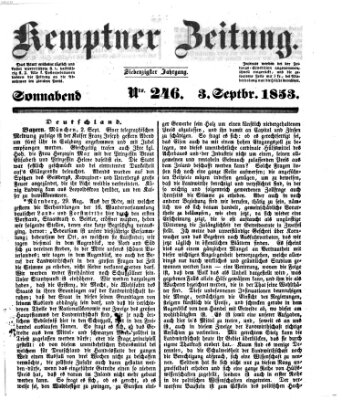 Kemptner Zeitung Samstag 3. September 1853