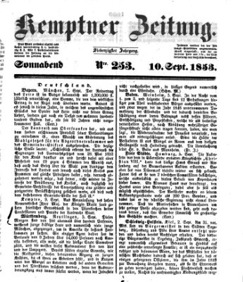 Kemptner Zeitung Samstag 10. September 1853