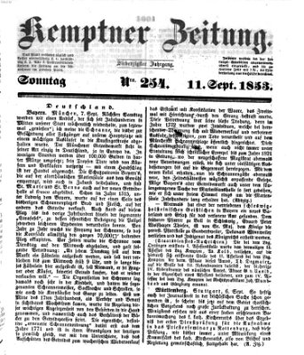 Kemptner Zeitung Sonntag 11. September 1853