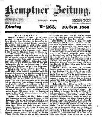 Kemptner Zeitung Dienstag 20. September 1853