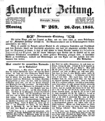 Kemptner Zeitung Montag 26. September 1853