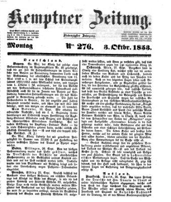 Kemptner Zeitung Montag 3. Oktober 1853