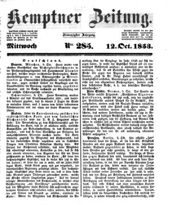 Kemptner Zeitung Mittwoch 12. Oktober 1853