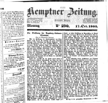 Kemptner Zeitung Montag 17. Oktober 1853