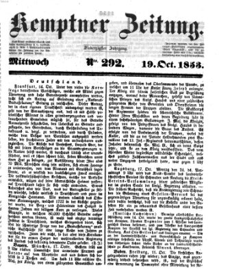 Kemptner Zeitung Mittwoch 19. Oktober 1853