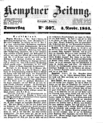 Kemptner Zeitung Donnerstag 3. November 1853