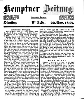 Kemptner Zeitung Dienstag 22. November 1853