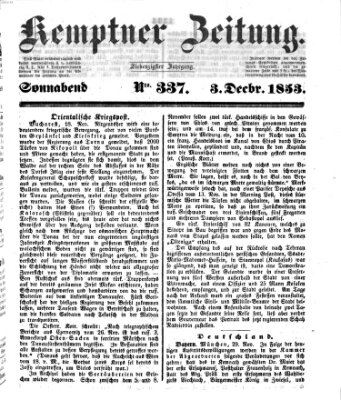 Kemptner Zeitung Samstag 3. Dezember 1853