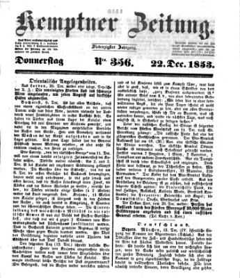 Kemptner Zeitung Donnerstag 22. Dezember 1853