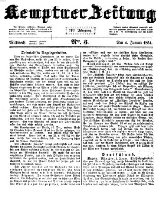 Kemptner Zeitung Mittwoch 4. Januar 1854