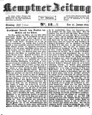 Kemptner Zeitung Sonntag 15. Januar 1854