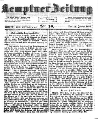 Kemptner Zeitung Mittwoch 18. Januar 1854