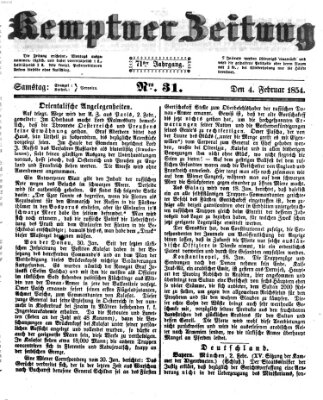 Kemptner Zeitung Samstag 4. Februar 1854