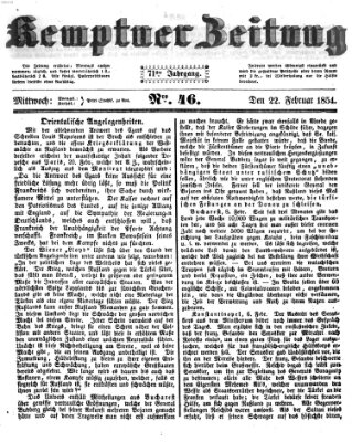 Kemptner Zeitung Mittwoch 22. Februar 1854