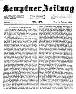 Kemptner Zeitung Donnerstag 23. Februar 1854