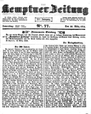 Kemptner Zeitung Donnerstag 30. März 1854