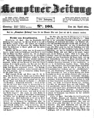 Kemptner Zeitung Sonntag 30. April 1854