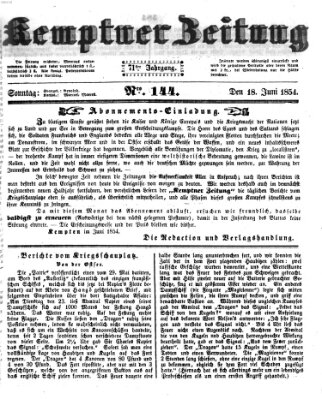 Kemptner Zeitung Sonntag 18. Juni 1854