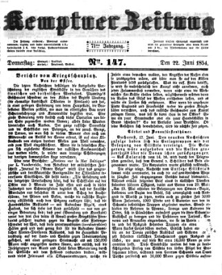 Kemptner Zeitung Donnerstag 22. Juni 1854