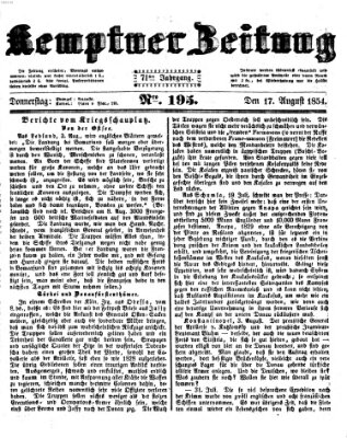 Kemptner Zeitung Donnerstag 17. August 1854