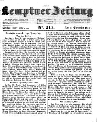 Kemptner Zeitung Dienstag 5. September 1854