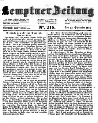 Kemptner Zeitung Mittwoch 13. September 1854