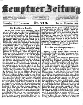 Kemptner Zeitung Donnerstag 14. September 1854