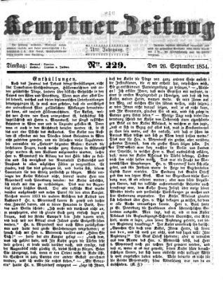 Kemptner Zeitung Dienstag 26. September 1854