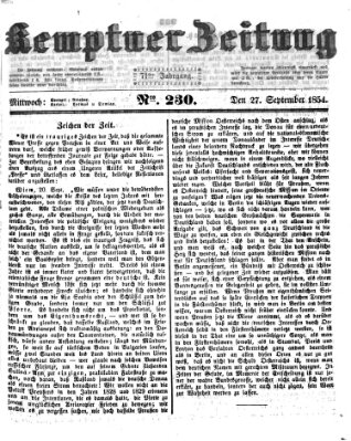 Kemptner Zeitung Mittwoch 27. September 1854