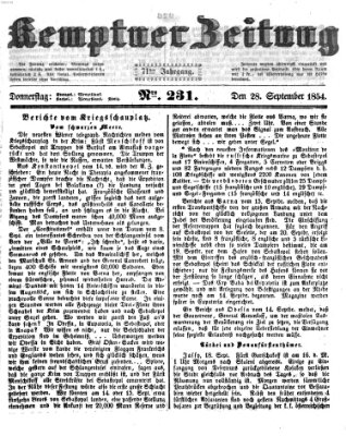 Kemptner Zeitung Donnerstag 28. September 1854