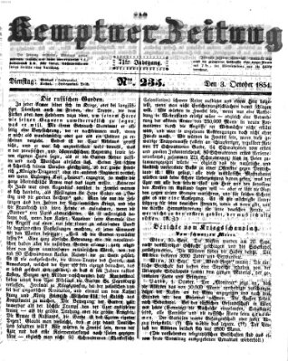 Kemptner Zeitung Dienstag 3. Oktober 1854